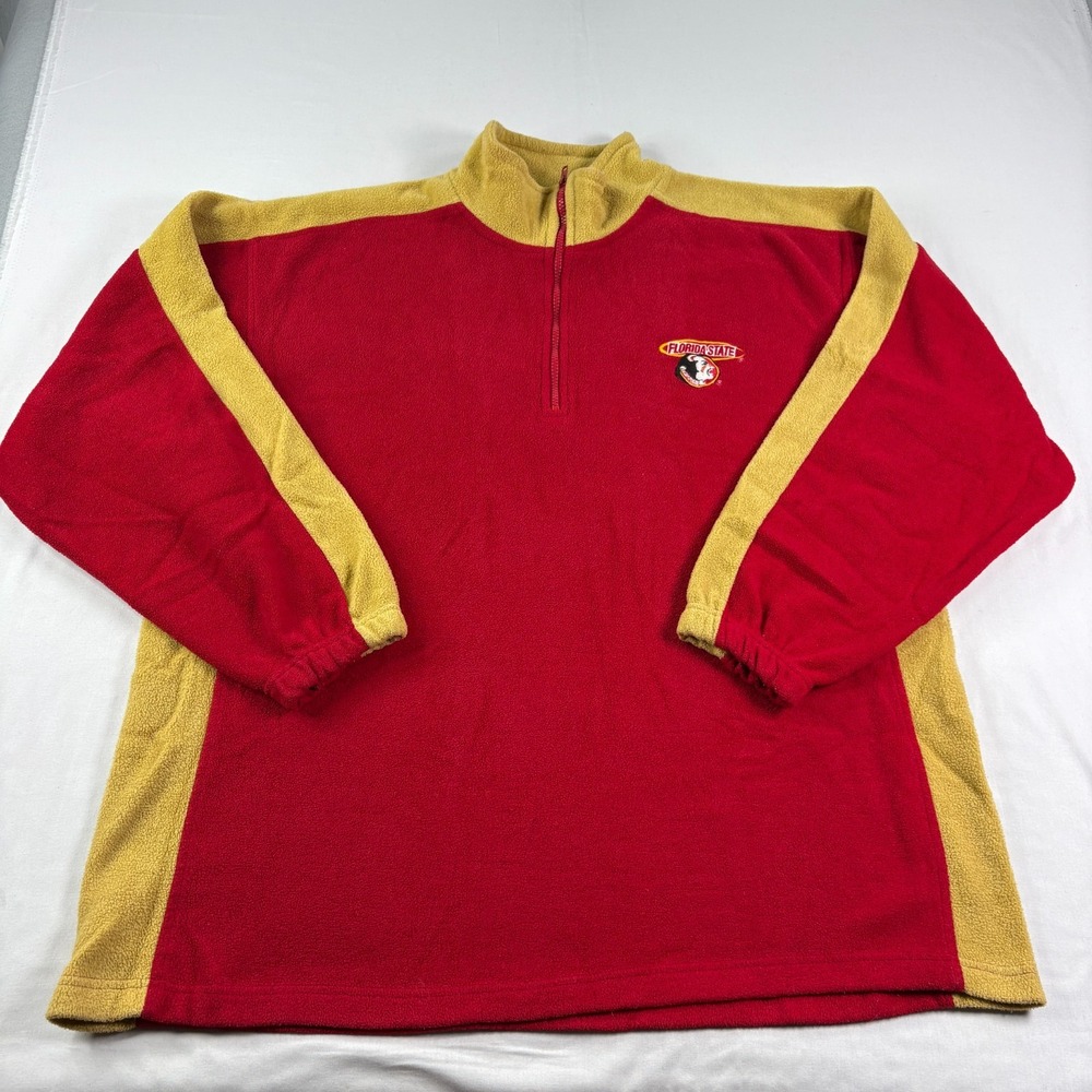 Vintage 90s Florida State Seminoles Sweatshirt Mens 2XL Red Gold Fleece 1/4 Zip